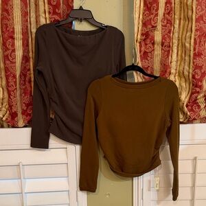 OGL TWO Women's Long Sleeve Tops - DARK Brown and LIGHT Brown